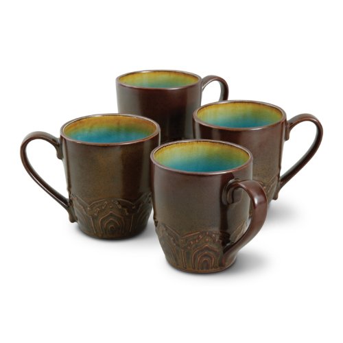 Gibson Maison Morocco 4-Piece Reactive Mug, Turquoise On Sale