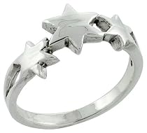 Sterling Silver high polish Ring with 3 Star of David
