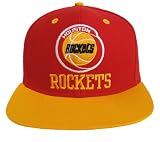 Houston Rockets Retro Name & Logo Snapback Cap Hat Red Yellow