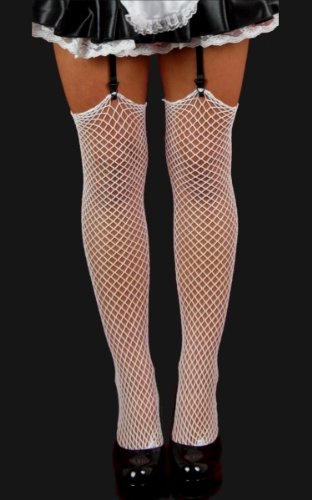 Sexy White Fishnet Thigh Highs Hi High Net Stockings One Size Fits Most