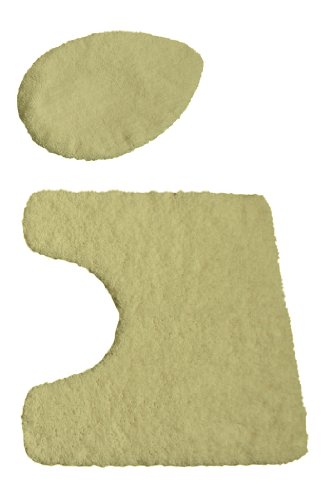 Kinzler J-10052/424 Mikrofaser Bademattenset 2-teilig, WC-Deckelbezug 47 x 50 cm, und Vorleger mit Ausschnitt 50 x 55 cm, kiwi