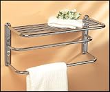 Chrome Hotel Towel Rack Shelf - Double Bar