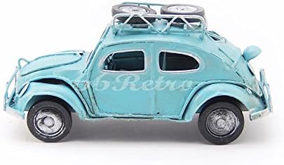 Mini Blue Volkswagen Beetle W/wheels, Metal Craft Model, Size: (L)6.3" X (H)3.2" X (W)2.7"