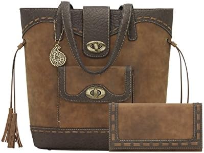 Concealed Carry Gun Purse - Bucket Concealment Tote with Matching Wallet (Golden Tan)