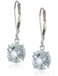 10k Gold Round Gemstone Dangle Earrings