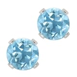 1.10 Ct Aquamarine Sterling Silver 5.00Mm Stud Earrings