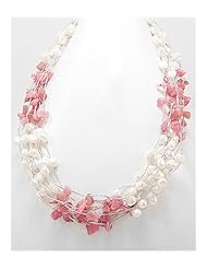 Japanese silk cord Fresh Water Pearl Necklace In Zinc