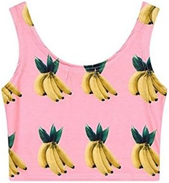 KKWFlus Women 3D Digital Printed Banana Crop Top Casual Shirt Tank Tops