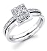 14k White Gold Solitaire Princess Cut Diamond Bridal Engagement Ring Set w/ Matching Wedding Band (1/3 cttw, 1/5 ct Center, G-H Color, SI1 Clarity)
