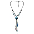 Light Blue Lucite and Tassel Necklace