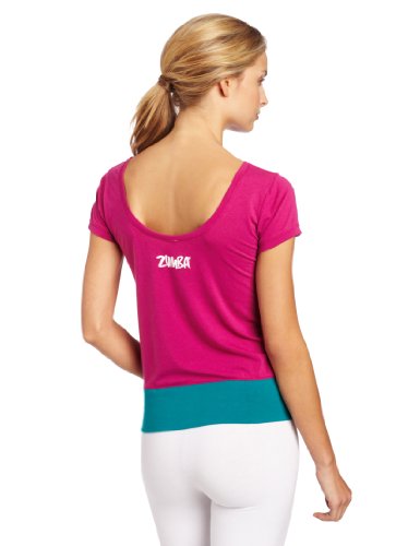 Zumba Fitness LLC Women's Daring Scoop Neck Tee, Mulberry, Medium