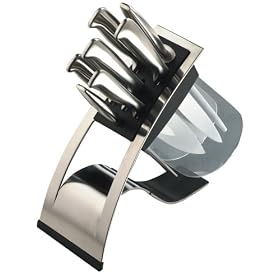 Viners Aquarius 7-Piece Brushed Steel Kitchen Knife Block Set