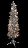 4.5' Pre-Lit Silver Pewter Artificial Pencil Christmas Tree - Clear Lights