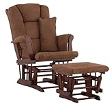 Stork Craft Custom Tuscany Cherry Finish Glider and Ottoman with Free lower lumbar pillow, Chocolat