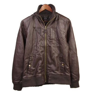 (ジョーイ)JOEY PUレザースタンドカラーリブジャケット