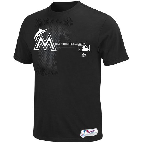 Majestic Miami Marlins Authentic Collection Change Up T-Shirt - Black (Large)