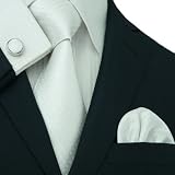 LANDISUN 59C SOLID WHITE SMALL LATTICE SET:TIE+HANKY+CUFFS