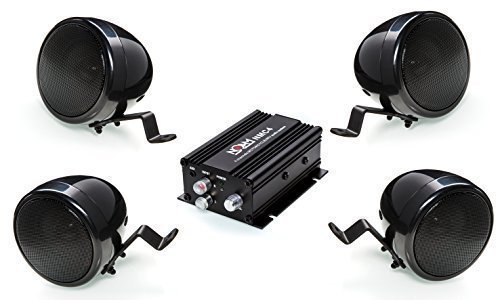 NOAM NMC4 - motorcycle / UTV / ATV 4 Channels Waterproof Speakers System With Bluetooth Streaming & AUX Input (BLACK)