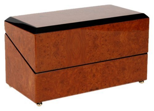 Rapport W202 Walnut Burr Veneer Double Watch Winder with Beige Interior