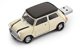 Mini Cooper USB Flash Drive 4GB - White with Bonnet Stripes