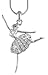 Clear Crystal Embellished Jumping Ballerina Ballet Charm Silver Tone Necklace for Girls, Teens, Women