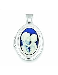 Genuine .925 Sterling Silver Agate Cameo 21mm 2-Frame Oval Locket 1.5 Grams. 100% Satisfaction Guaranteed.