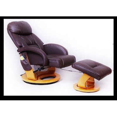 Aosom I3238 Leather Brown Office/TV Massage Chair W/Ottoman