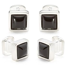 Buy Onyx Cabochan Sterling silver Studs Formal Wear by Cufflinks
