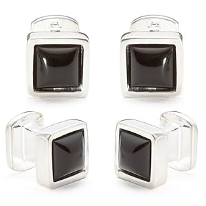 Buy Onyx Cabochan Sterling silver Studs Formal Wear by Cufflinks