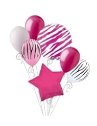 Toy: Pink Zebra Print Balloon Bouquet Set Party Decoration 7pc by DecorationTime - Decorationtime inc.