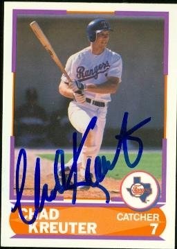 Chad Kreuter Autographed/Hand Signed MLB Baseball Card (Texas Rangers) 1989 Score Young Super Star #