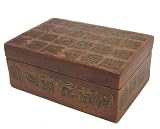 Handmade Stone Box with Brass Inlay Chinese Characters