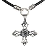 CELTIC KNOT --Love Charm Protection From Evil-- Pendant With Black Leather Choker Necklace BICO AUSTRALIA