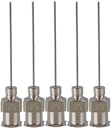 CNBTR 25mm/1" Silver Stainless Steel Industrial Syringes Dispensing Needle with 25Ga Blunt Tip Pack of 12