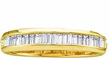 Ladies 10k Yellow Gold .15 Ct Baguette Cut Diamond Wedding Engagement Band Ring