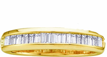 Ladies 10k Yellow Gold .15 Ct Baguette Cut Diamond Wedding Engagement Band Ring