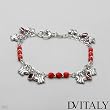 DV ITALY Nice Bracelet With Simulated Corals and Crystals Made in 925 Sterling silver. Total item weight 8.1g Length 7in