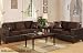Bobkona Seattle Microfiber Sofa and Loveseat 2-Piece Set in Chocolate Color