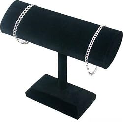 Black Velvet Oval T-Bar Bracelet & Necklace Jewelry Display