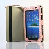 Pink / Plaid Pattern PU Leather Case / Cover for Galaxy Tab P1000 + Free Screen Protector (1462-4)
