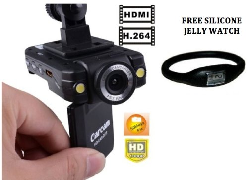 HD 1080p Car Dashboard Camera Car Accident DVR with LCD and 140 degree wide angle lense IR NIght Vision HD WITH FREE Silicone Jelly Watch