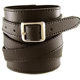 NeptuneGiftwareSoftDarkBrownLeatherWideCuffWrapAroundWristbandBraceletBuckleFastening-08