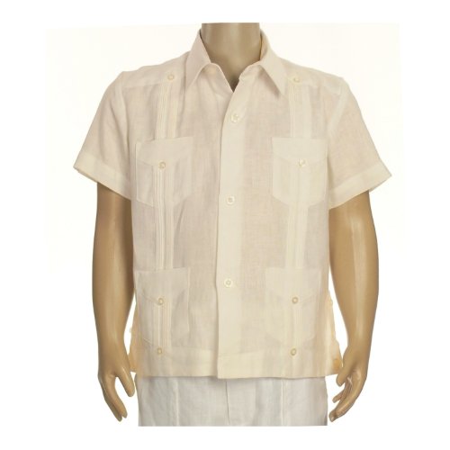 Boys Linen short sleeve Guayabera in ivory. Final sale