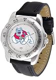 Fresno State Bulldogs Suntime Mens Sports Watch w/ Leather Band - NCAA College Athletics