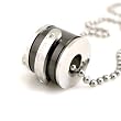 Stainless Steel "Dreams Come True" Black Barrel Pendant Necklace