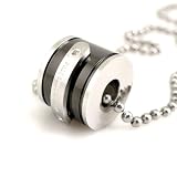 Stainless Steel "Dreams Come True" Black Barrel Pendant Necklace