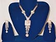 White Gemstones Victorian style Necklace with Earring Set Jewelry