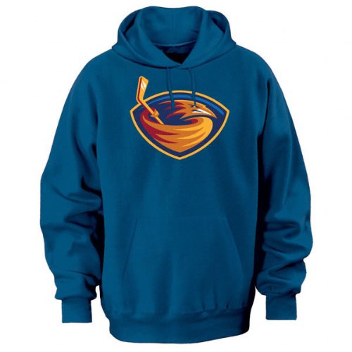 Majestic Atlanta Thrashers Light Blue Felt Tek Patch Hoody Sweatshirt (Medium)