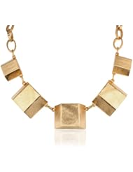 Kenneth Jay Lane Satin Gold 3D Squares Necklace