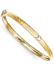 14k Madi K 4mm Diamond Cut And Satin Flexible Baby Bangle, Best Quality Free Gift Box Satisfaction Guaranteed